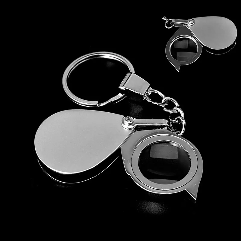 

Handheld Magnifying Glass Foldable Mini Keychain 8X Portable Daily Manual Magnifying Glass Keychain Tool Metal Movable