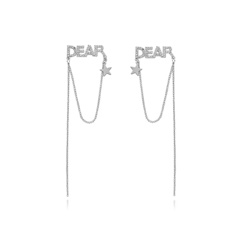 

TIMEONLY Sweet Letter DEAR Cubic Zircon Drop Earring for Women Ladies Star Chain Tassels Earrings Anniversary Gifts Jewellery