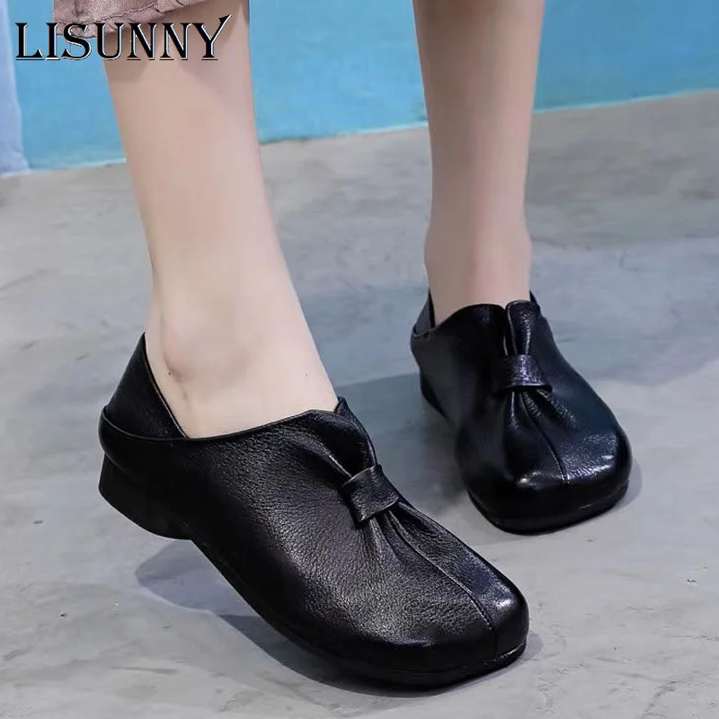 

Женские мокасины LISUNNY, из натуральной кожи, мягкие, удобные, повседневные, на плоской подошве, для осени