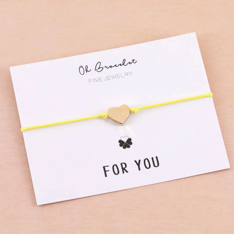 Новые браслеты с сердечками и золотыми регулируемый веревочный браслет желаний