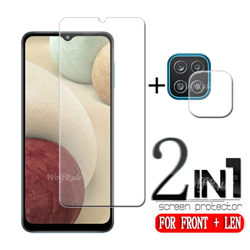 Protector de cristal templado para Samsung Galaxy A12, pel&iacute;cula protectora de pantalla de lente de c&aacute;mara para Samsung Galaxy A12 M12-0