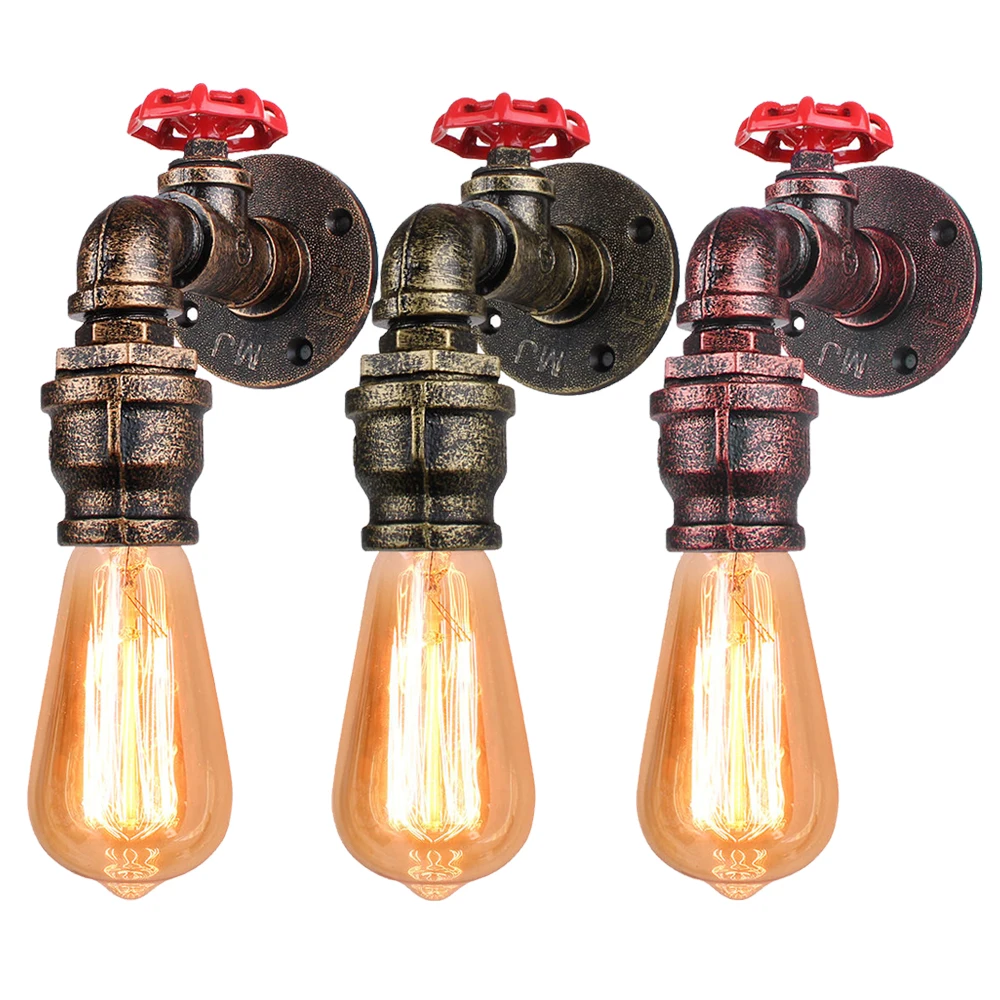

Industrial Vintage Water Pipe Wall Lamp E27 Retro Wall Sconce Beside Living Loft Lighting Stairs Vanity Light Indoor Wall Lamps