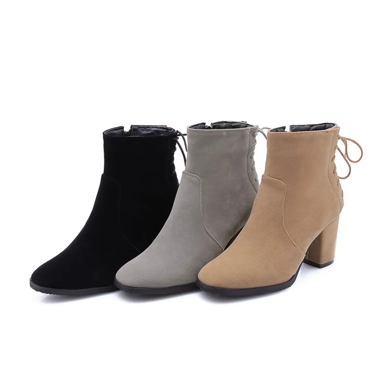 Женские ботинки с квадратным носком на толстом каблуке | Обувь