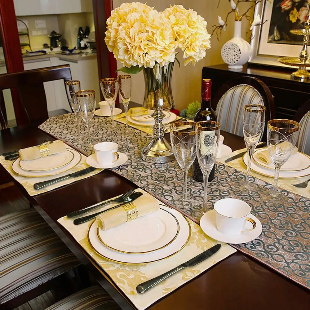 24 комплект столовых приборов Нержавеющая сталь набор посуды черного и золотого