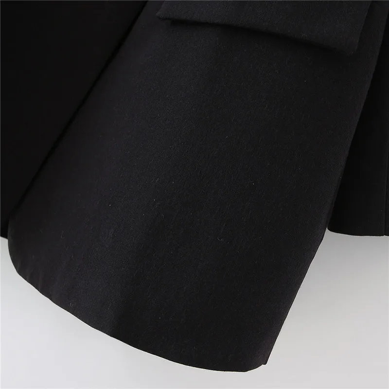 

BLSQR Fashion Women Black Suit Blazer Double Breasted Long Sleeve Pocket Office Lady Business Coat Female Retro Tops