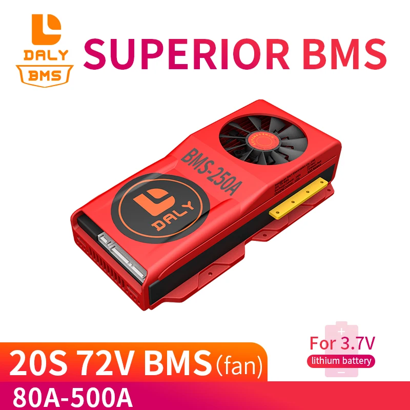 

Daly Bms 20S 72V 18650 Li-ion BMS 80A 100A 150A 500A Big Current for 18650 Lithium Ion Battery Pack for Lithium Battery with Fan