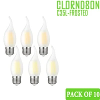 pack of 10 dimmable frosted 2watts 8watts edison e26 e27 led bulbs retro candles lamp 110v 220v filament bulbs incandescent