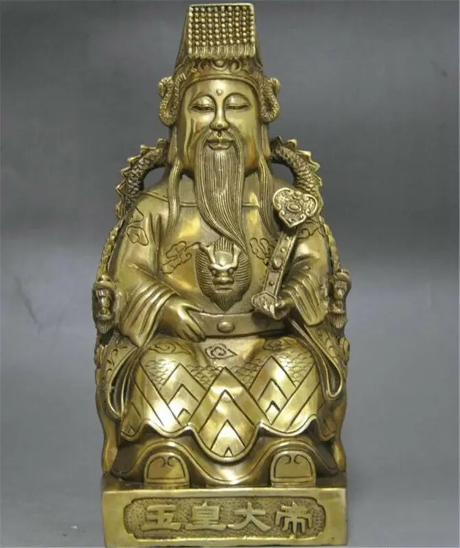 

Китайский даосизм медная латунь Deity Heaven Jade Emperor seat стул, Дракон Статуя