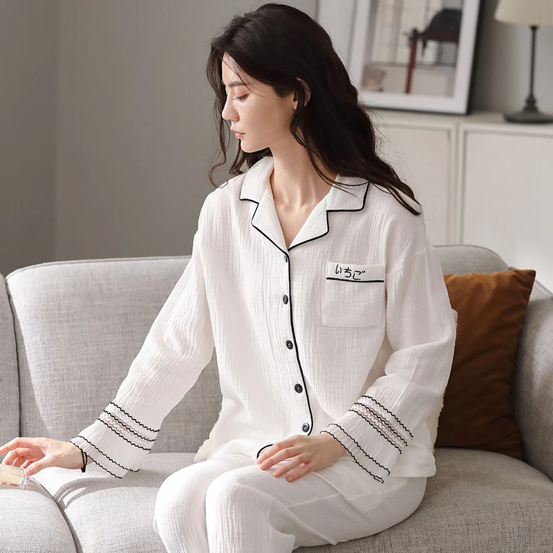 

2021 original design new autumn launch 100% cotton cotton cardigan home home suit women.