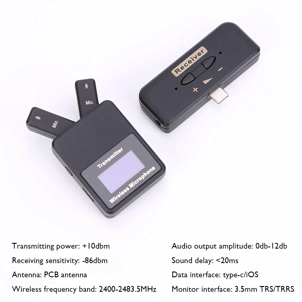 

Wireless Lavalier Microphone System 2.4GHz Wireless Clip-on Microphone Mini Lapel Collar Mic for iPhone Android Phone 65*39*25mm