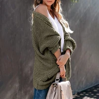knit sweater womens autumn and spring 2021 new womens casual long sleeved solid color cardigan knitted sweater warm clothes