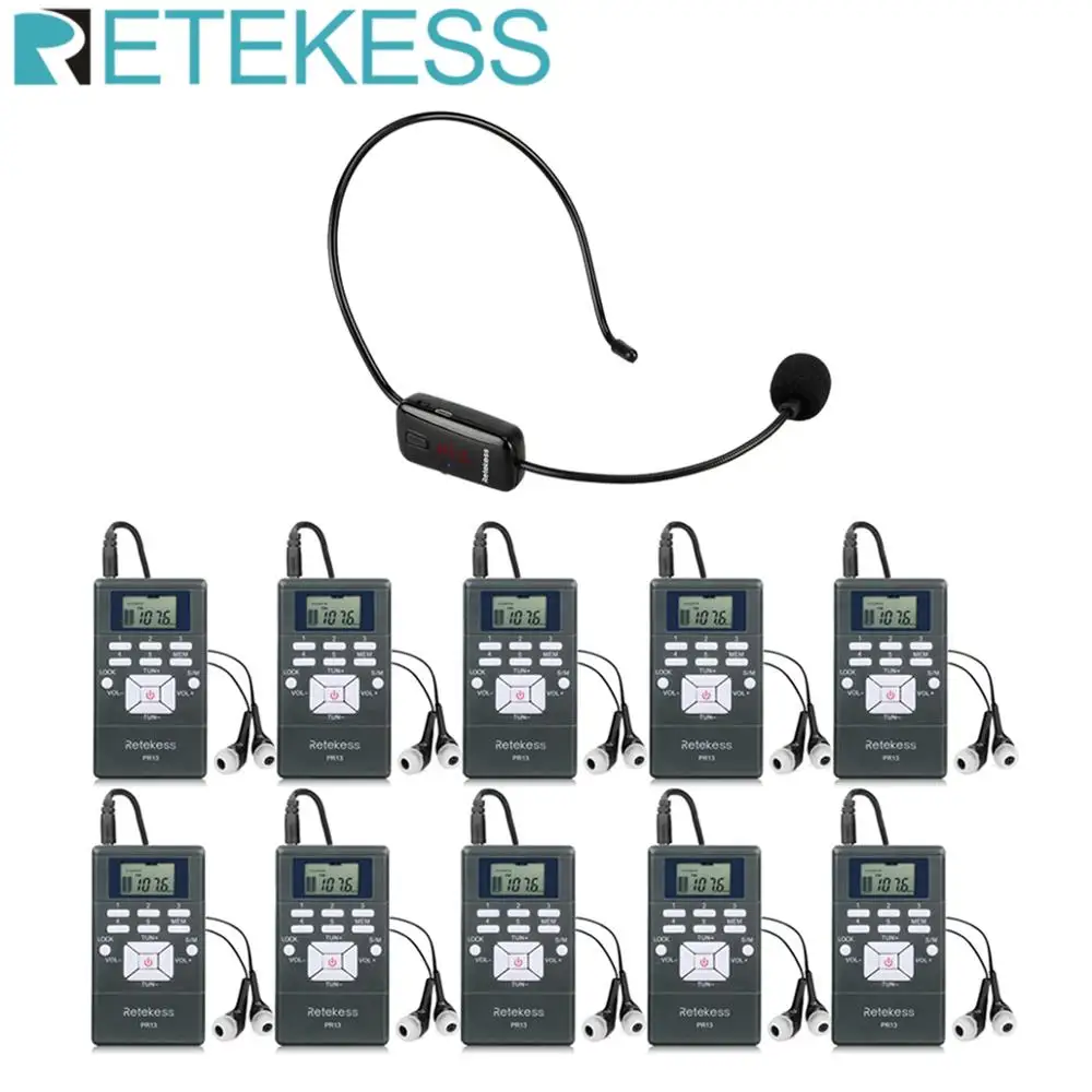Беспроводная система передачи голоса 1 fm-передатчик TR503+ 10 fm-радиоприемник PR13 для обучения церковным митингам