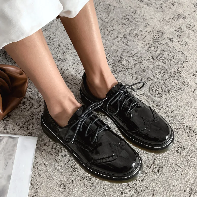 Женские туфли оксфорды YMECHIC винтажные лодочки на низком каблуке платформе со