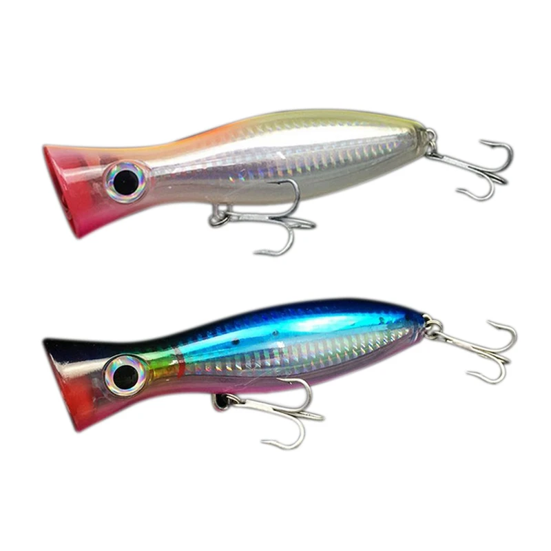 

2 шт на рыбалку 3D Augen с тройными крючками 12 см 42 г Topwater твердая приманка из мягкого пластика Isca искусственная синяя и оранжевая