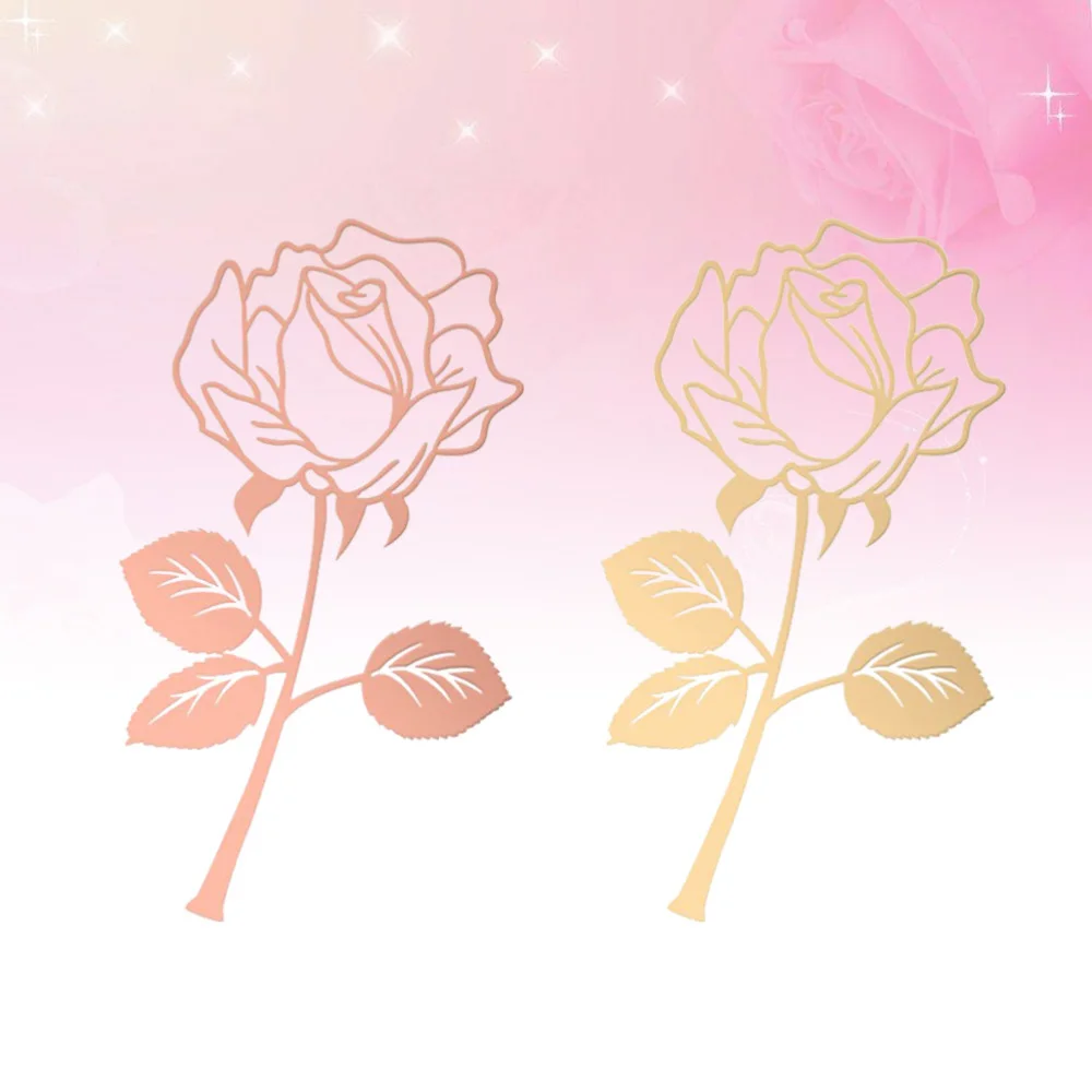 

2PC Rose DIY Decorative Plating Metal Exquisite Office Stationery for Students Female Girls