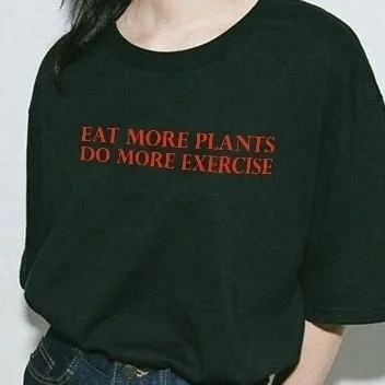 VIP-JBH ешьте больше овощей растения и Делайте упражнений женская футболка для