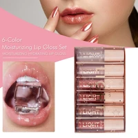 6pcsset lip gloss set gift box mirror water gloss lip glaze liquid lacquered glass lip dense non sticky cup lip gloss suit