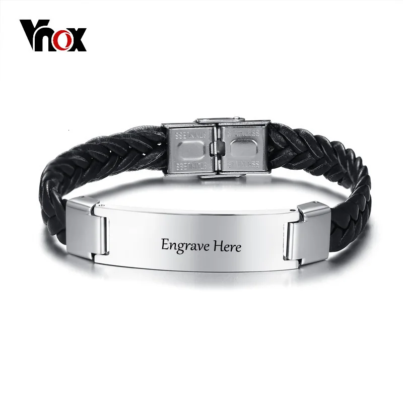 Vnox 12 мм мужской ID браслет Бесплатная гравировка из нержавеющей стали