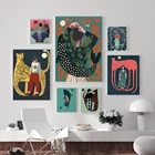 Скандинавские плакаты с принтом иллюстрации женщины рыбы растения и животных Jagua настенная Картина на холсте картина для гостиной домашний декор