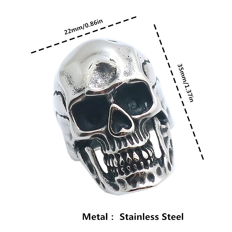 Мужское крутое классическое кольцо 316L из нержавеющей стали с черепом | Украшения