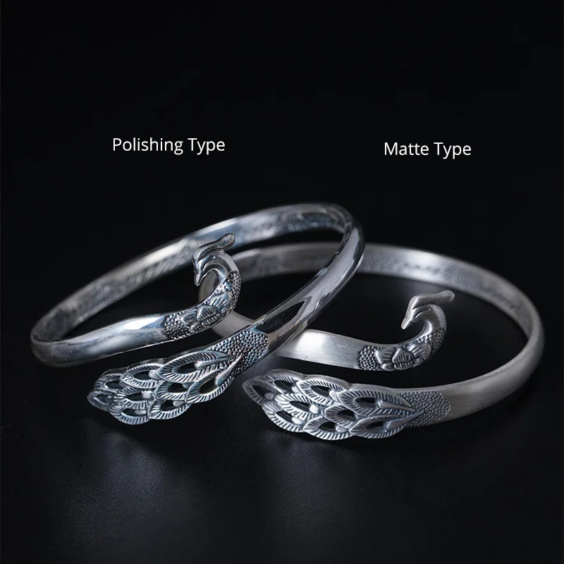 Женские браслеты и из настоящего серебра 990 пробы элегантные с павлином Фениксом