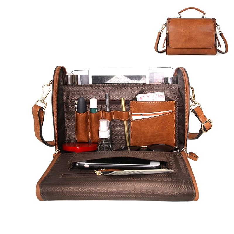 

Cobbler Legend 2019 Multifunctional PU Leather Shoulder Bag for Women Organizer Handbag Large Capacity Crossbody Tote Bag