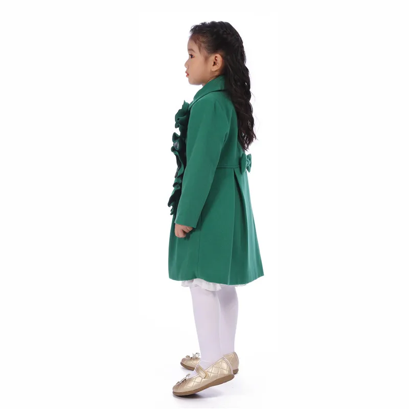 Осенне-зимнее теплое зеленое пальто для девочек весенняя одежда верхняя детские