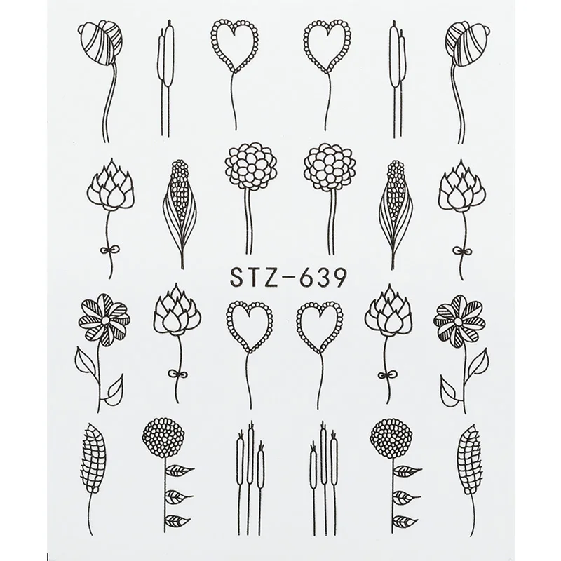 1 шт ювелирные наклейки для ногтей черные с цветочным рисунком Маникюр