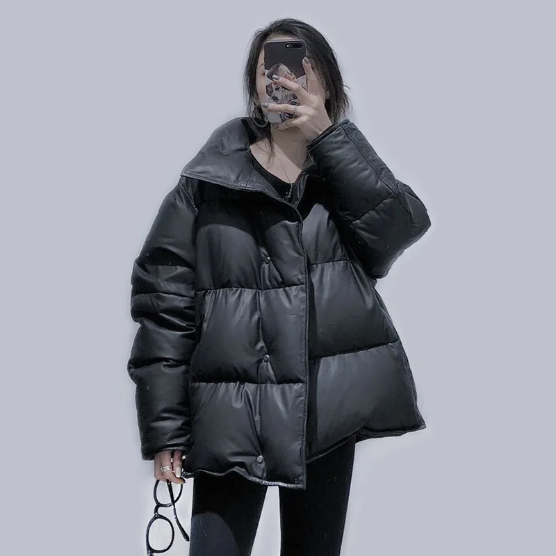 Женский кожаный жакет из вощеной кожи короткий тренчкот 100% овчины с V-образным