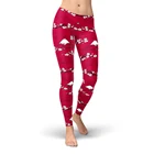 Женские красные штаны для тренировок с принтом снега и сливы, модные спортивные Леггинсы для фитнеса и бега, женские стили размера плюс