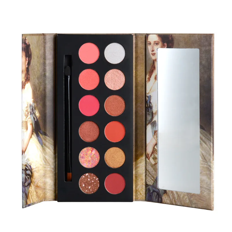 

Classic Color Painted Art Eye Shadow Pearly Lustre Waterproof Kingship Noble 12-Color Eyeshadow Compact