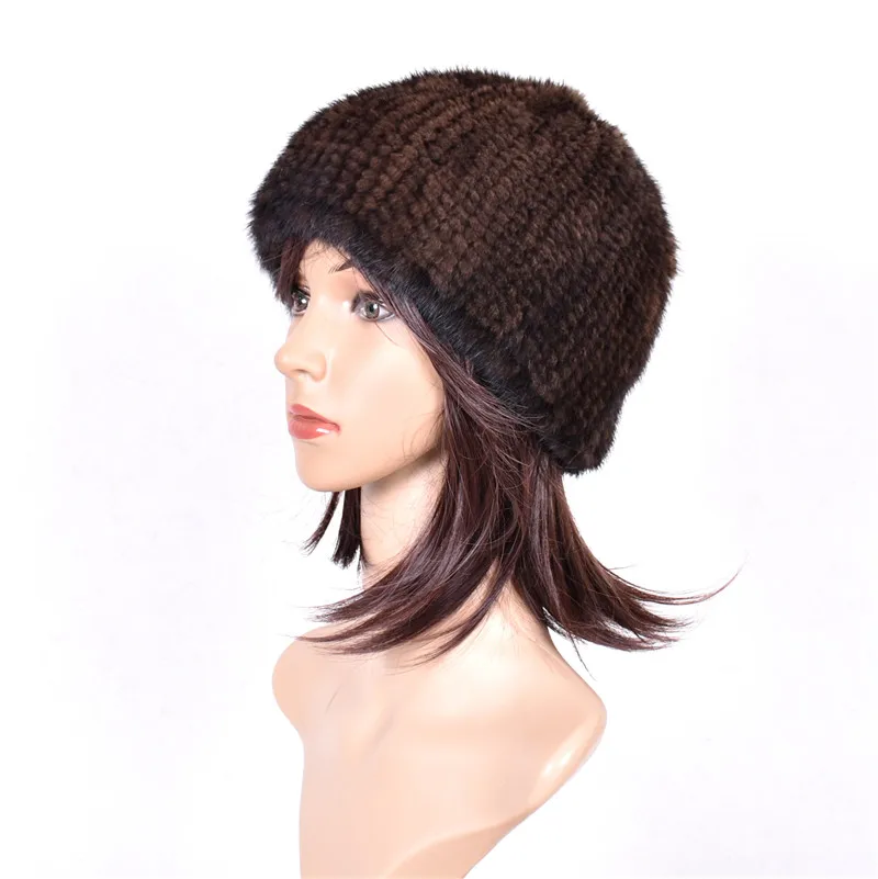 Mink fur hat for men and women UNISEX Real Mink fur weaving Warm simple versatile with high elasticity
