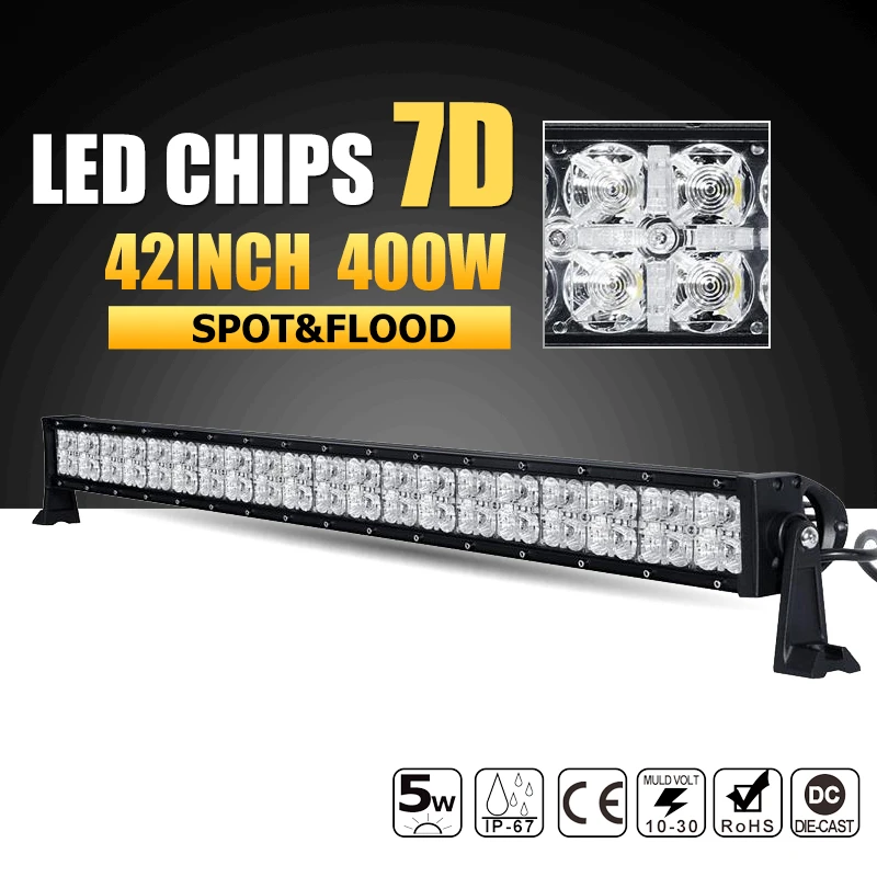 

400W 42" 7D LED Light Bar Offroad Combo Beam Led Working Light Bar 12v 24v ATV Truck SUV 4WD 4x4 Daytime Running Driving Lamp