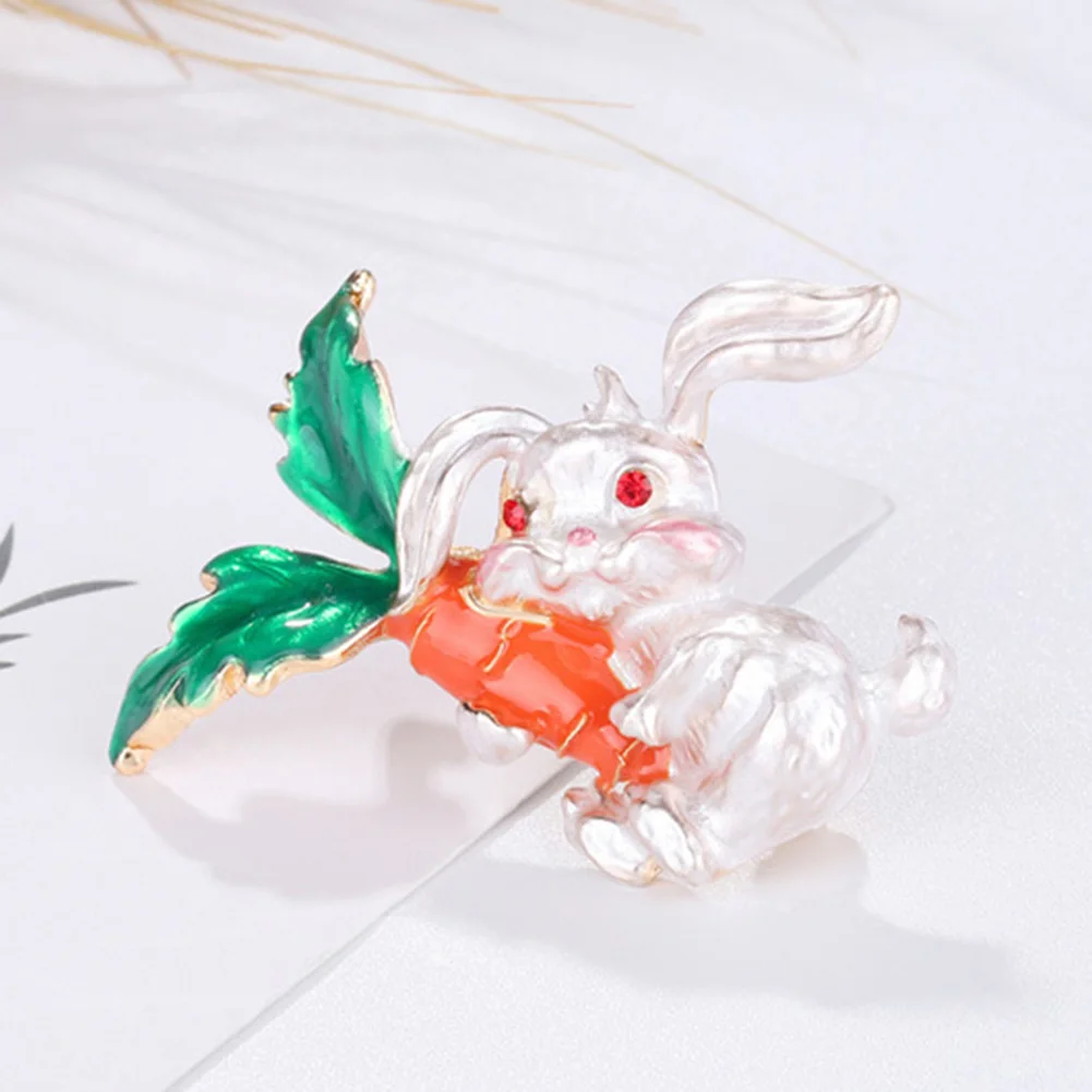 Унисекс милый кролик редиска с морковкой Броши животное эмаль булавки для детей