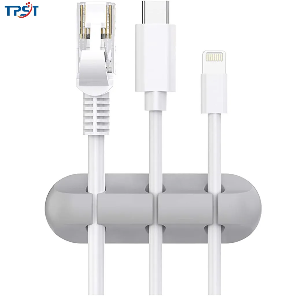 

Black Organizer for Cable Protectors Gray Wire Organizer for Chargers 3Hole High-speed Charging Cable Protector Cables Desk