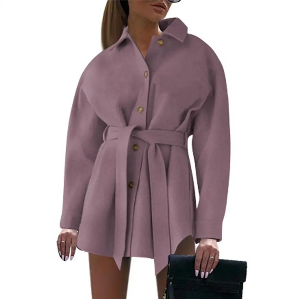 

Ele-choices Fashion Coat V-neck Warmth Woolen Women Overcoat for Work
