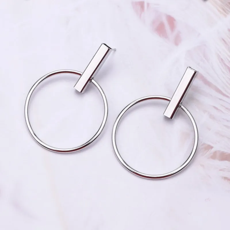 2139 silver Новые модные большие круглые Висячие серьги для женщин, серьги-гвоздики золотистого цвета, вечерние ювелирные изделия в стиле панк oorbellen - Окраска металла: 2139 silver
