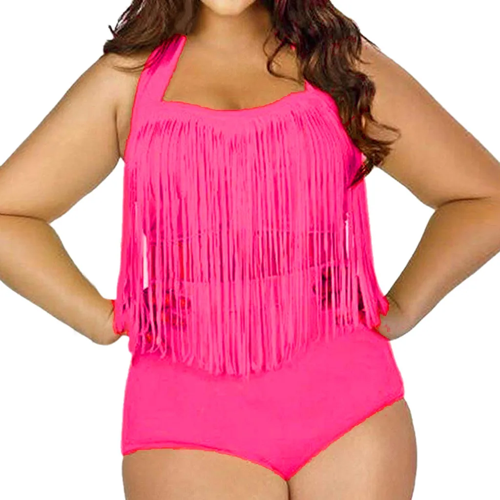 SAGACE женский плюс размер сдельный бикини с кисточками монокини купальник пляжный