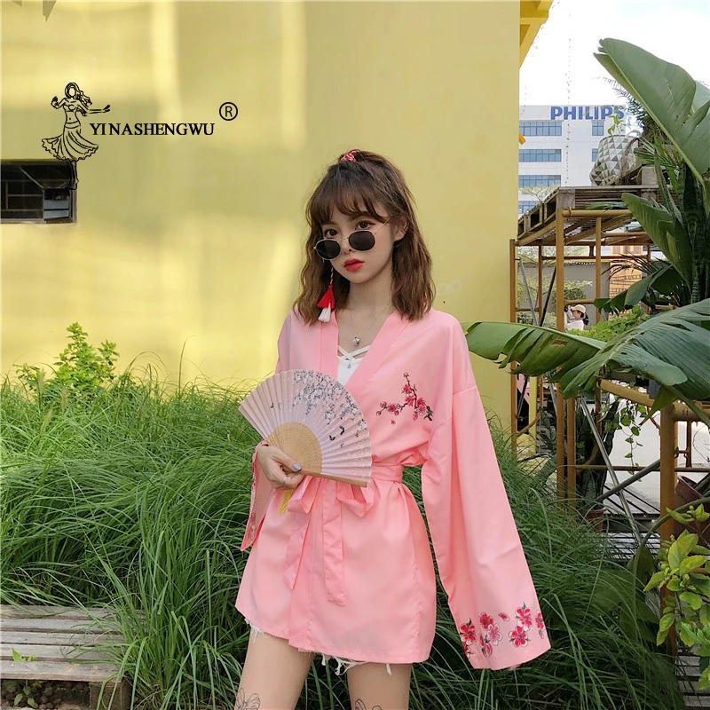 Yukata женский японский кимоно кардиган с принтом кота с длинным рукавом рубашка повседневные кимоно Femme азиатские Кимоно костюмы косплей Kawaii