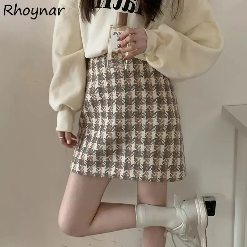 

Юбка женская клетчатая, теплая универсальная Модная молодежная юбка во французском стиле, в стиле ампир, для осени и зимы