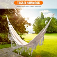 camping pure double hammocks canvas tassel sleeping outdoor backyard swing beds for home garden laying accessories