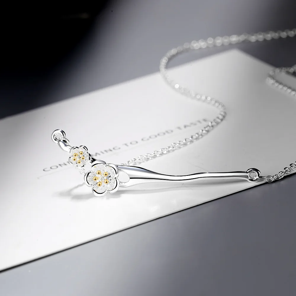 Цепочка женская из серебра 925 пробы с подвеской в виде цветка вишни | Украшения и