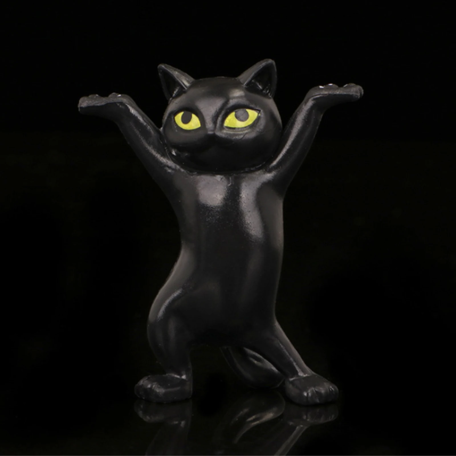 

Cartoon Dancing Cat Figure Doll Eyeglasse Holder Figurines Kitty Statue Decor Children Kid Funny Gift