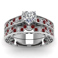 fashion whitered rhinestones zircon heart rings exquisite women rings set for women jewelry engagement wedding band girl gift