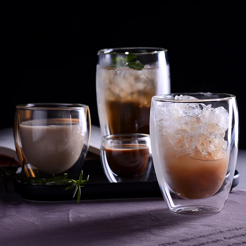 

Creative Double Glass Coffee Cups Water Cup Unique Double Wall Glass Tea Cup Flower Tea Cup Beer Milk Drinking Cup