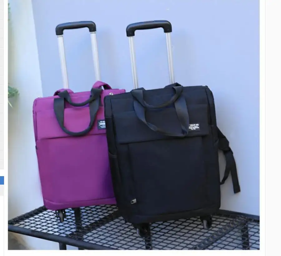 Women  Oxford Rolling Luggage Backpack bag with wheels wheeled Backpacks travel Bags on wheels Women Luggage Travel Trolley Bags
