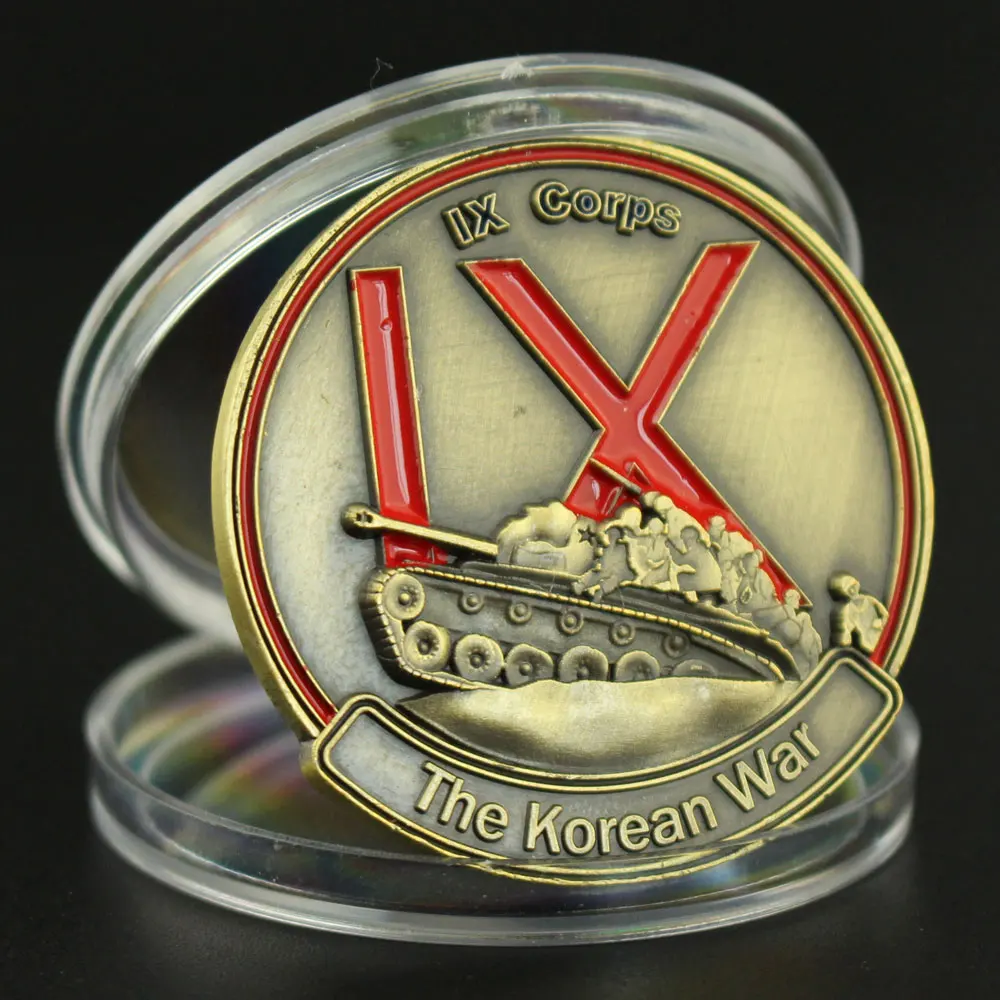 38-й параллельный Сувенир США. Армия IX корпус медная позолоченная монета