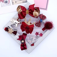 10 sets of korean edition childrens hairpin hair decoration set fully covered with cloth safety clip girl hairclip set