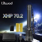 Светодиодный перезаряжаемый фонарь litwod XHP70.2, высокомощный фонарь, 3 режима, масштабируемый светильник для велосипеда, с аккумулятором 18650 и 26650