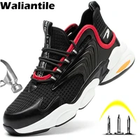waliantile men safety work shoes anti smashing steel toe cap working boots shoes puncture proof indestructible work boots shoes